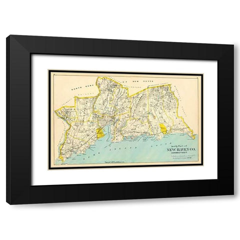 Connecticut: New Haven County South, 1893 Black Modern Wood Framed Art Print with Double Matting by Hurd and Co., D.H