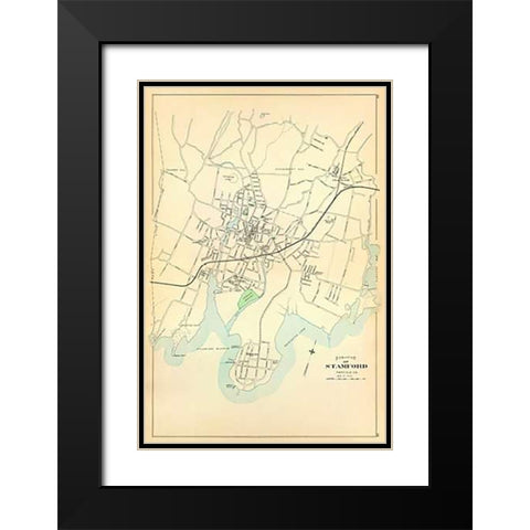 Stamford, Connecticut, 1893 Black Modern Wood Framed Art Print with Double Matting by Hurd and Co., D.H
