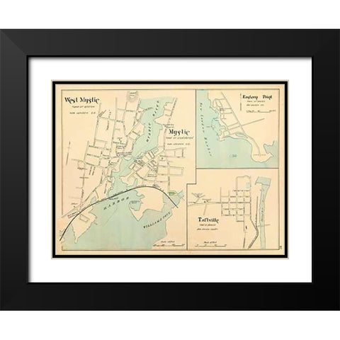 W. Mystic, Mystic, Connecticut, 1893 Black Modern Wood Framed Art Print with Double Matting by Hurd and Co., D.H