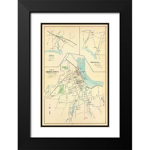 Middletown, Connecticut, 1893 Black Modern Wood Framed Art Print with Double Matting by Hurd and Co., D.H