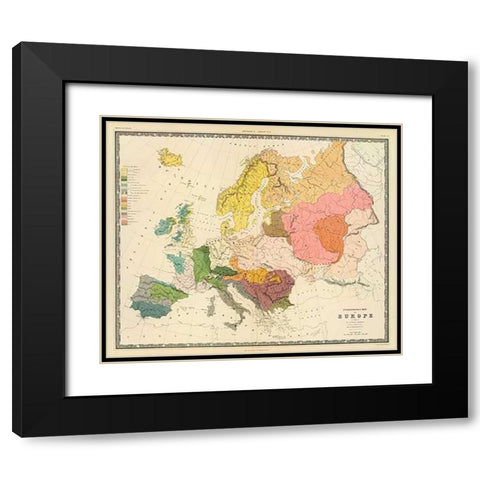 Ethnographic, Europe, 1856 Black Modern Wood Framed Art Print with Double Matting by Kombst, Gustaf