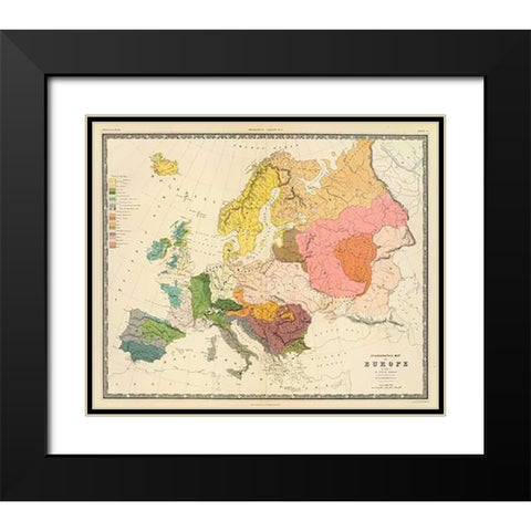 Ethnographic, Europe, 1856 Black Modern Wood Framed Art Print with Double Matting by Kombst, Gustaf