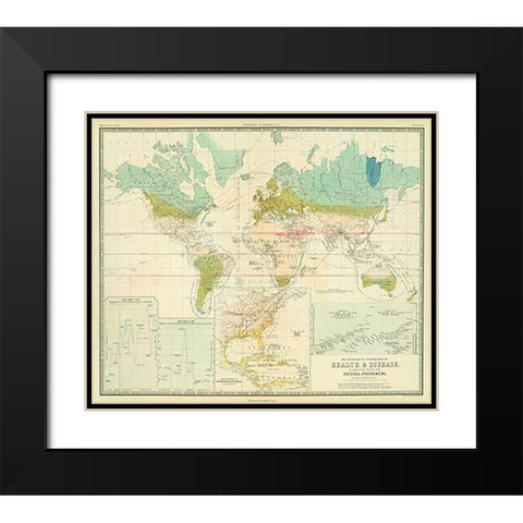 Health, disease, 1856 Black Modern Wood Framed Art Print with Double Matting by Johnston, Alexander Keith