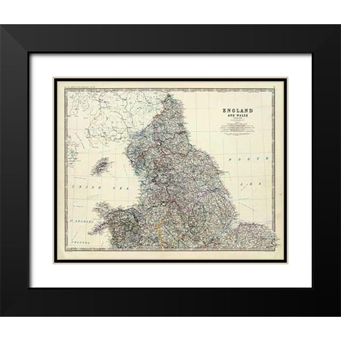 England, Wales N, 1861 Black Modern Wood Framed Art Print with Double Matting by Johnston, Alexander Keith