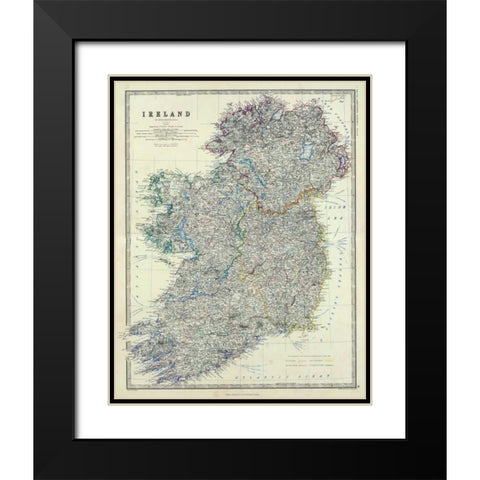 Ireland, 1861 Black Modern Wood Framed Art Print with Double Matting by Johnston, Alexander Keith