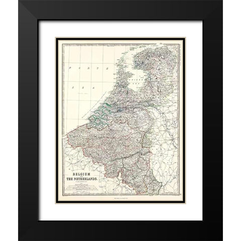 Belgium, Netherlands, 1861 Black Modern Wood Framed Art Print with Double Matting by Johnston, Alexander Keith