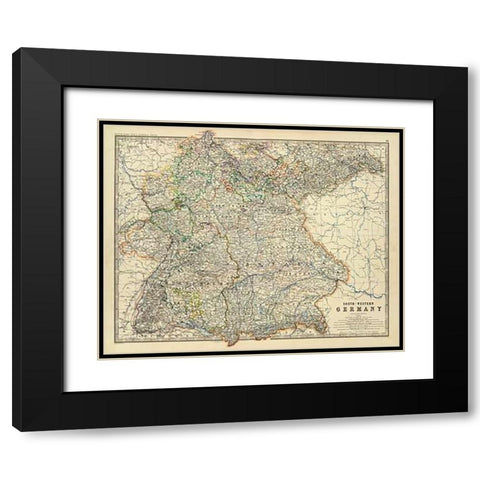 Southwestern Germany, 1861 Black Modern Wood Framed Art Print with Double Matting by Johnston, Alexander Keith