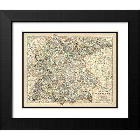 Southwestern Germany, 1861 Black Modern Wood Framed Art Print with Double Matting by Johnston, Alexander Keith