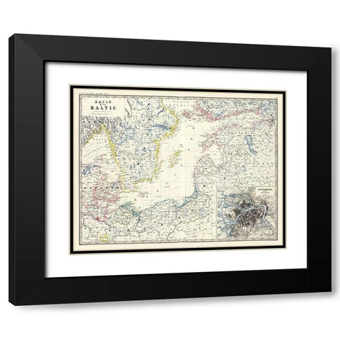 Baltic, 1861 Black Modern Wood Framed Art Print with Double Matting by Johnston, Alexander Keith