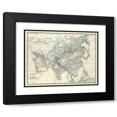 Asia, 1861 Black Modern Wood Framed Art Print with Double Matting by Johnston, Alexander Keith