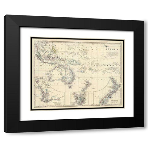 Oceania, 1861 Black Modern Wood Framed Art Print with Double Matting by Johnston, Alexander Keith