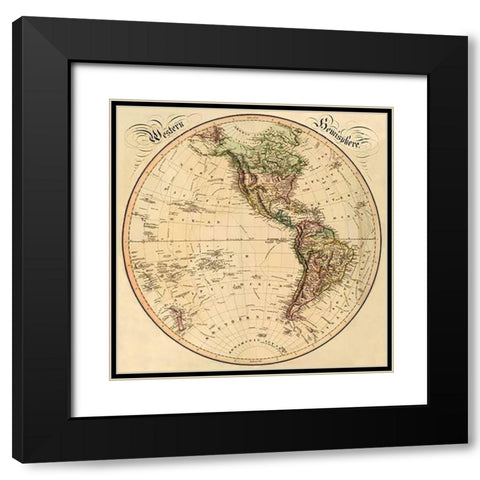 Western Hemisphere, 1831 Black Modern Wood Framed Art Print with Double Matting by Lizars, Daniel