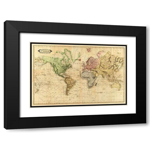 World, 1831 Black Modern Wood Framed Art Print with Double Matting by Lizars, Daniel