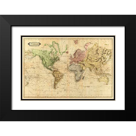 World, 1831 Black Modern Wood Framed Art Print with Double Matting by Lizars, Daniel
