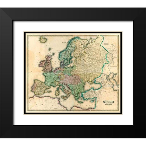 ComVintageite: Europe, 1831 Black Modern Wood Framed Art Print with Double Matting by Lizars, Daniel