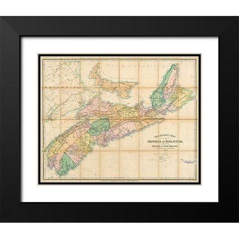 Mackinlays map of the Province of Nova Scotia, including the island of Cape Breton, 1862 Black Modern Wood Framed Art Print with Double Matting by Mackinlay, A. and W.