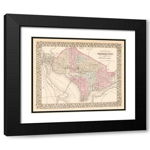 Washington, D.C., 1880 Black Modern Wood Framed Art Print with Double Matting by Mitchell, Samuel Augustus