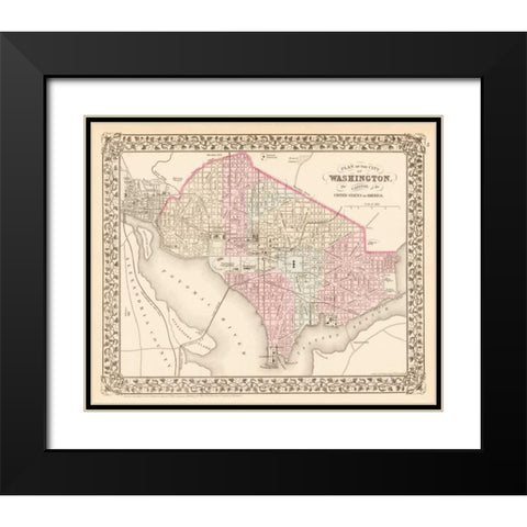 Washington, D.C., 1880 Black Modern Wood Framed Art Print with Double Matting by Mitchell, Samuel Augustus