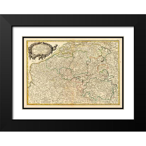 Pays Bas meridionale, 1780 Black Modern Wood Framed Art Print with Double Matting by Janvier, Jean