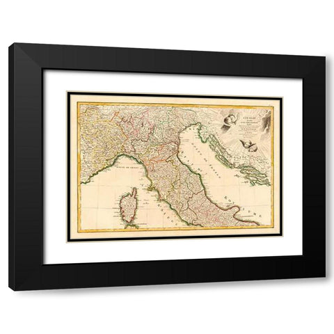 LItalie septentrionale, 1780 Black Modern Wood Framed Art Print with Double Matting by Zannoni, Giovanni Antonio Bartolomeo Rizzi