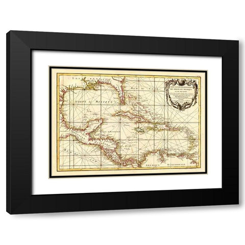 Golfe du Mexique, 1762 Black Modern Wood Framed Art Print with Double Matting by Zannoni, Giovanni Antonio Bartolomeo Rizzi