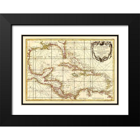 Golfe du Mexique, 1762 Black Modern Wood Framed Art Print with Double Matting by Zannoni, Giovanni Antonio Bartolomeo Rizzi