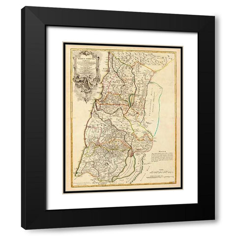 ComVintageite: Terrae Sanctae, 1782 Black Modern Wood Framed Art Print with Double Matting by De Lisle, Guillaume