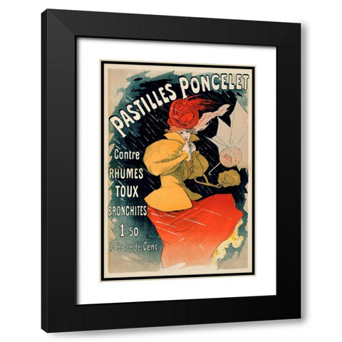 Pastilles Poncelet Black Modern Wood Framed Art Print with Double Matting by Cheret, Jules