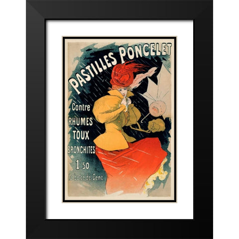 Pastilles Poncelet Black Modern Wood Framed Art Print with Double Matting by Cheret, Jules