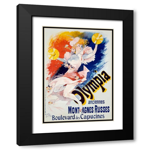 Olympia/Anciennes Montagnes Russes Black Modern Wood Framed Art Print with Double Matting by Cheret, Jules