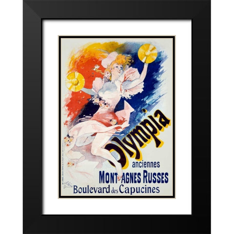 Olympia/Anciennes Montagnes Russes Black Modern Wood Framed Art Print with Double Matting by Cheret, Jules
