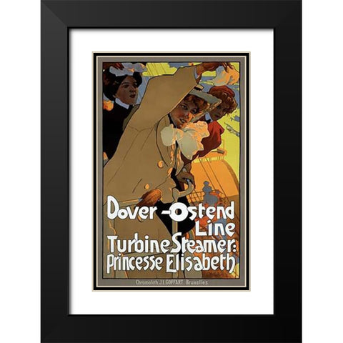 Dover-Ostend Line Black Modern Wood Framed Art Print with Double Matting by Hohenstein, Adolfo