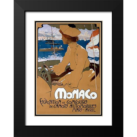 Monaco/ExVintageition de Canots Automobiles Black Modern Wood Framed Art Print with Double Matting by Hohenstein, Adolfo