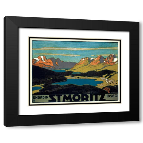 St. Moritz/Engadin Black Modern Wood Framed Art Print with Double Matting by Burger, Wilhelm F.