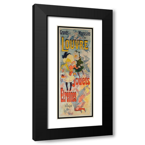 Grands Magasins du Louvre/Jouets, Etrennes 1891 Black Modern Wood Framed Art Print with Double Matting by Cheret, Jules