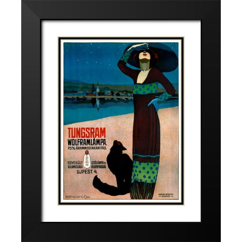 Tungsram Wolframlampa Black Modern Wood Framed Art Print with Double Matting by Farago, Geza