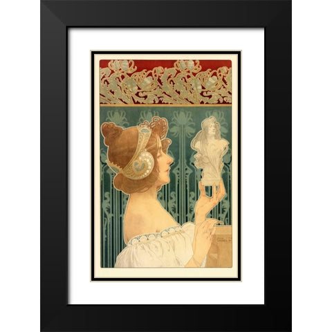 Woman Sculpting Black Modern Wood Framed Art Print with Double Matting by Livemont, Privat
