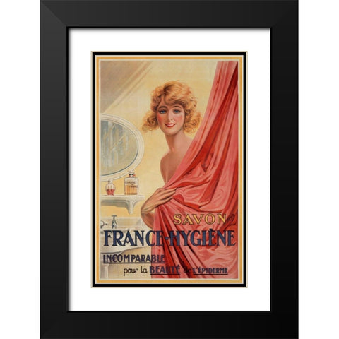 Savon France-Hygiene Black Modern Wood Framed Art Print with Double Matting by Rep