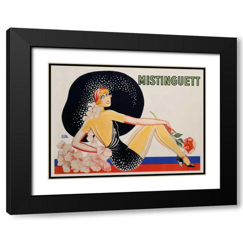 Mistinguett Black Modern Wood Framed Art Print with Double Matting by Zig