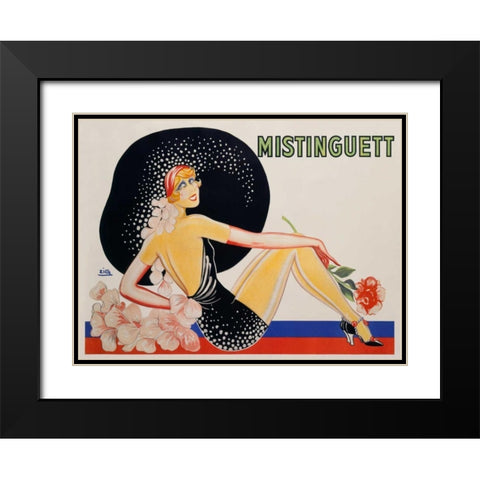 Mistinguett Black Modern Wood Framed Art Print with Double Matting by Zig