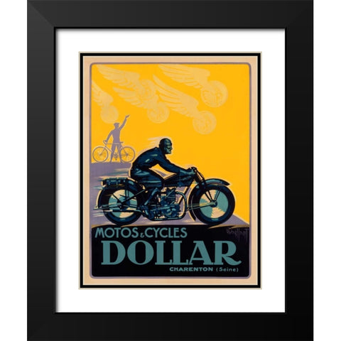 Motos and Cycles Dollar Black Modern Wood Framed Art Print with Double Matting by Vaillant