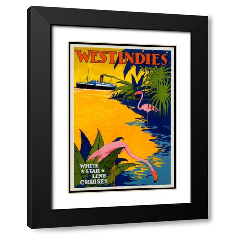 White Star Line/West Indies Black Modern Wood Framed Art Print with Double Matting by Unknown