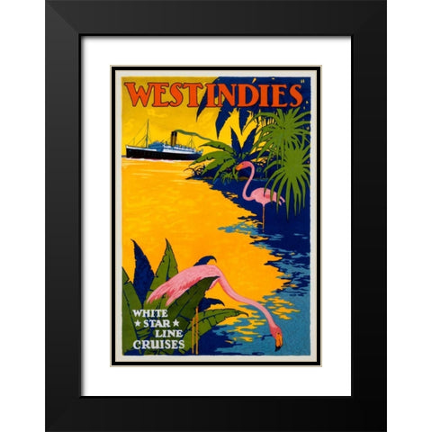 White Star Line/West Indies Black Modern Wood Framed Art Print with Double Matting by Unknown
