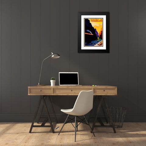 Visit Yugoslavia Black Modern Wood Framed Art Print with Double Matting by Unknown