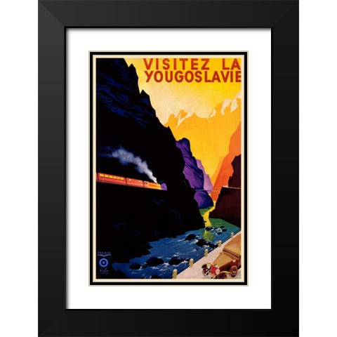 Visit Yugoslavia Black Modern Wood Framed Art Print with Double Matting by Unknown
