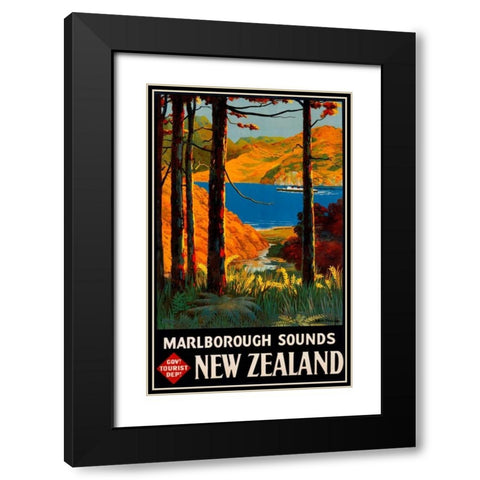 New Zealand Black Modern Wood Framed Art Print with Double Matting by Mitchell, L.E.