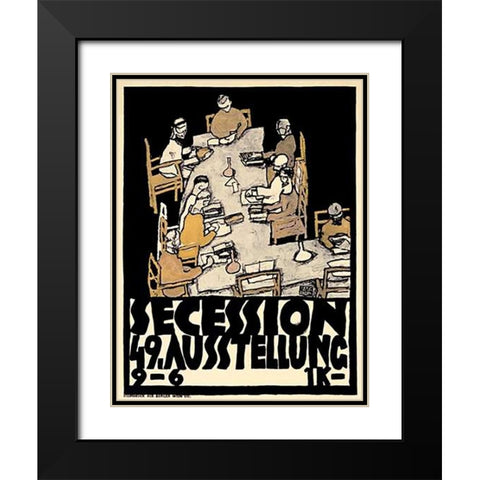 Secession/49. Kunstausstellung Black Modern Wood Framed Art Print with Double Matting by Schiele, Egon
