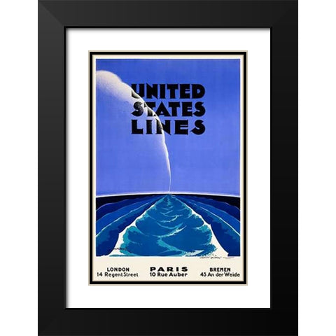 United States Lines Black Modern Wood Framed Art Print with Double Matting by Maurus, Edmond