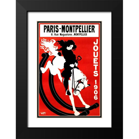 Paris-Montpellier Black Modern Wood Framed Art Print with Double Matting by Wim