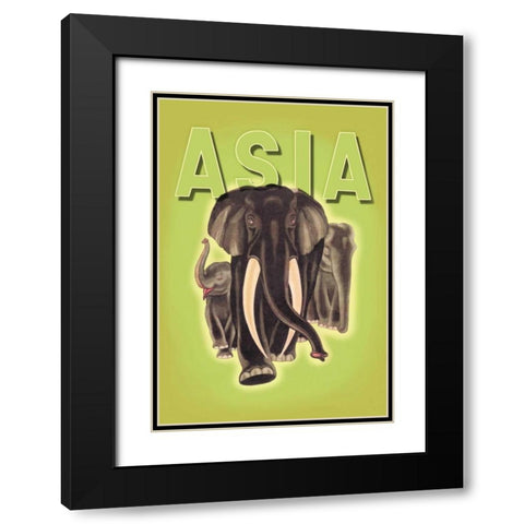 Indian Elephants, 1934 Black Modern Wood Framed Art Print with Double Matting by Harrer, Robert
